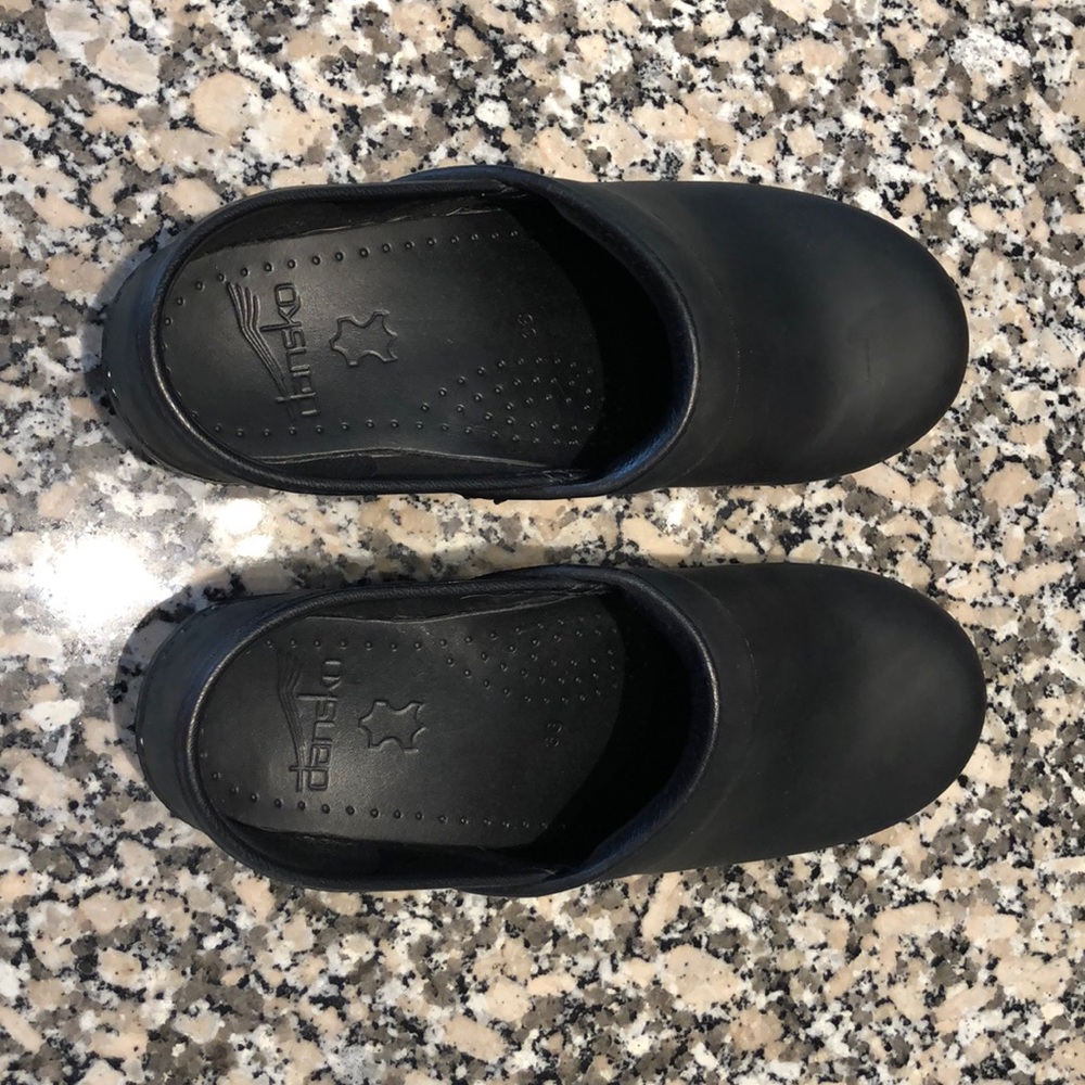 Dansko Black Oiled Clogs: Size 36 (6-6.5 US)